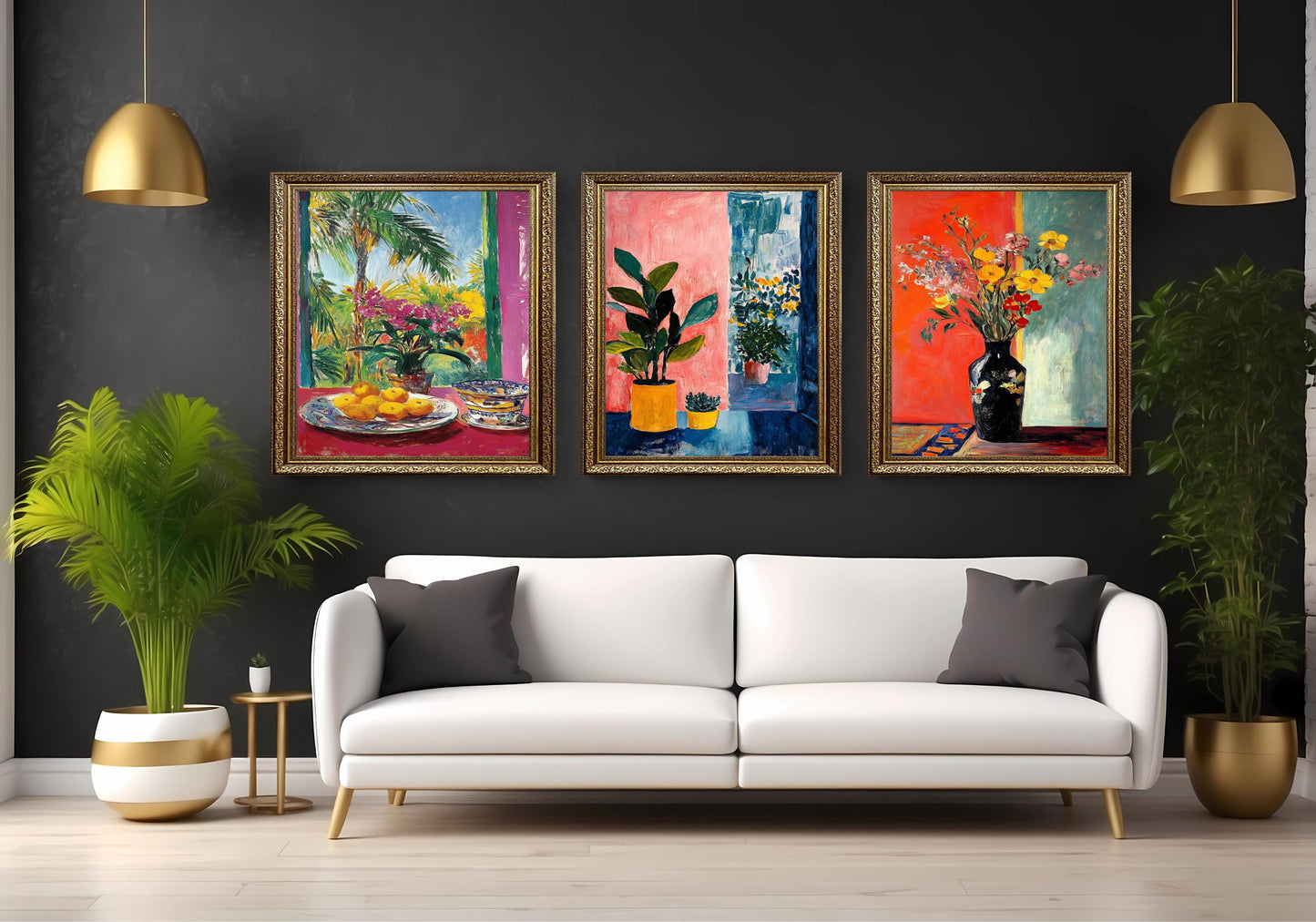 Botanical Wall Art Prints Set: Tropical Flowers, Abstract Leaves