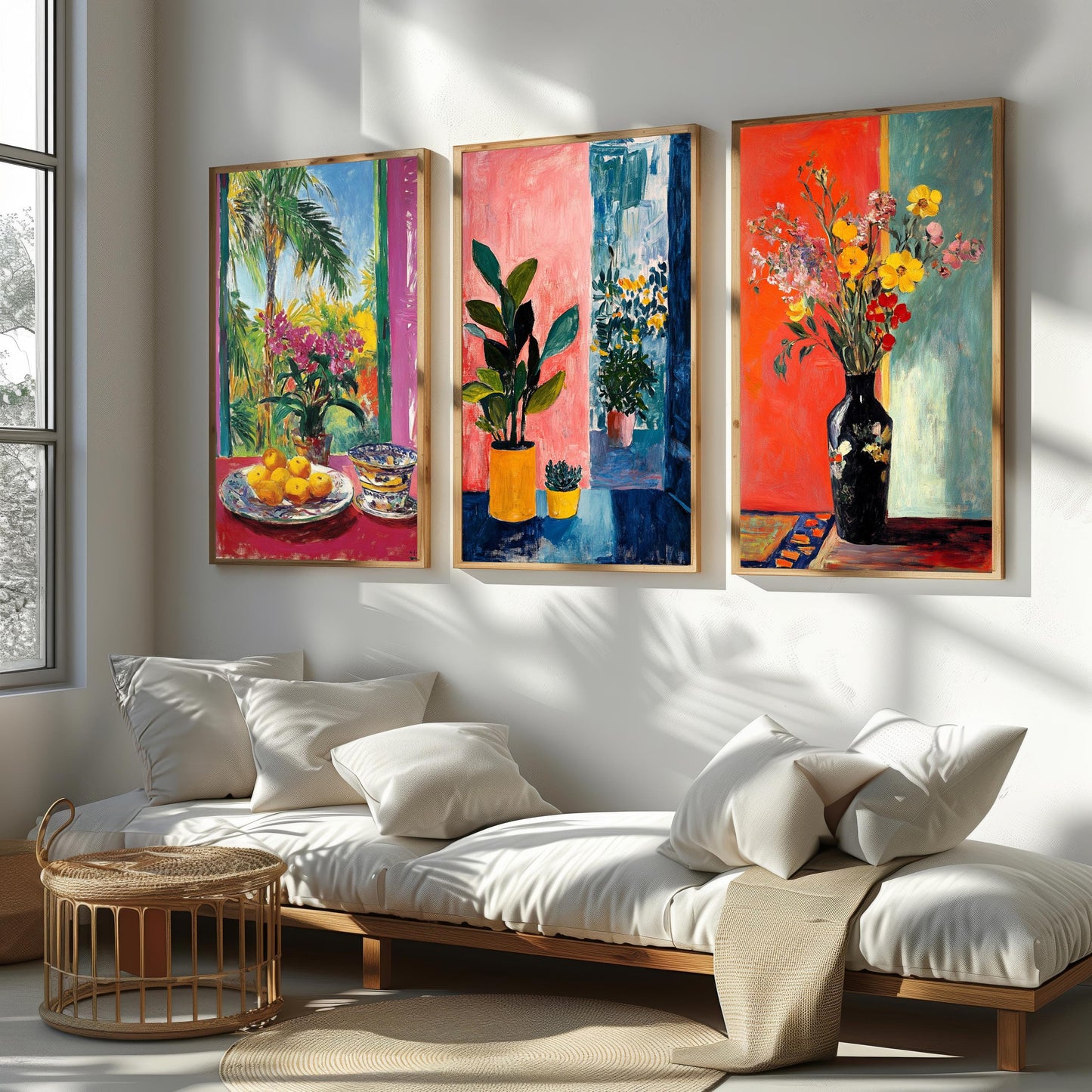 Botanical Wall Art Prints Set: Tropical Flowers, Abstract Leaves