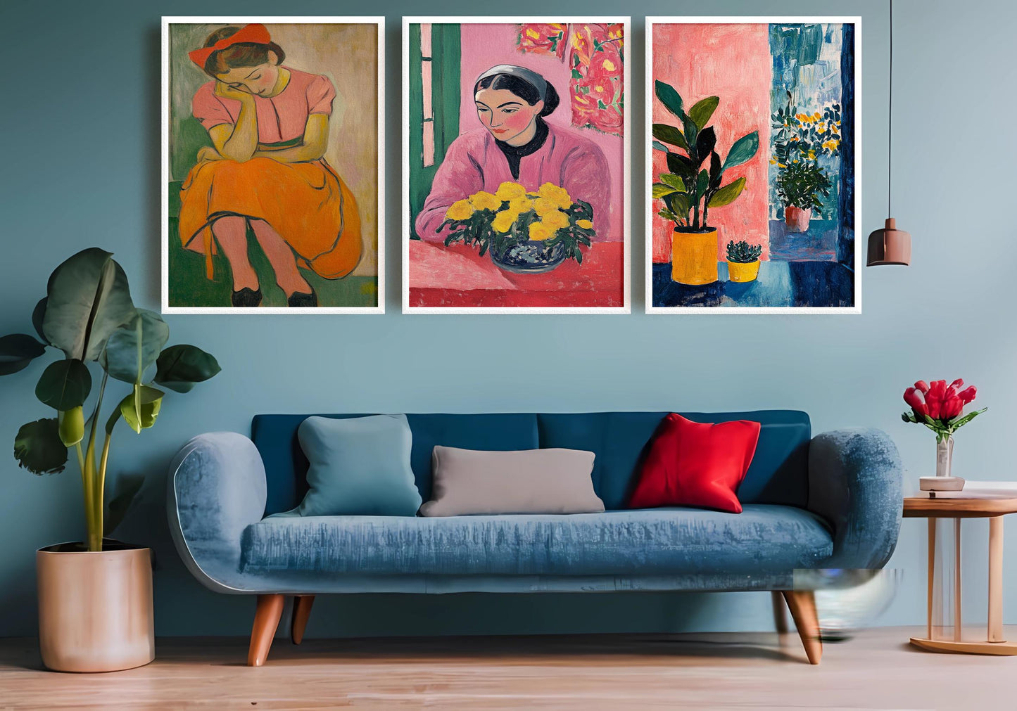 Vintage Portrait & Botanical Print Set: Elegant Feminine Wall Art