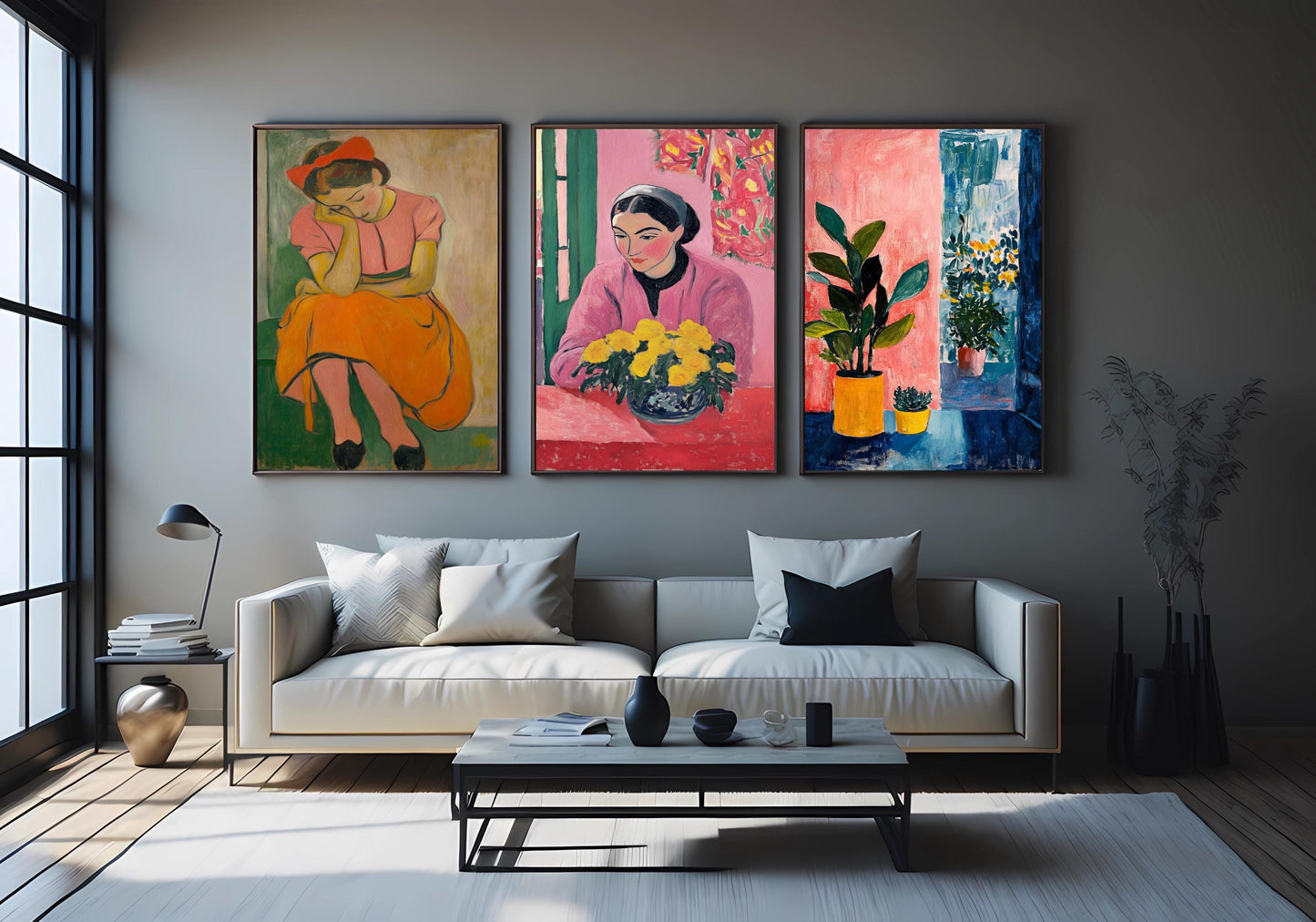 Vintage Portrait & Botanical Print Set: Elegant Feminine Wall Art