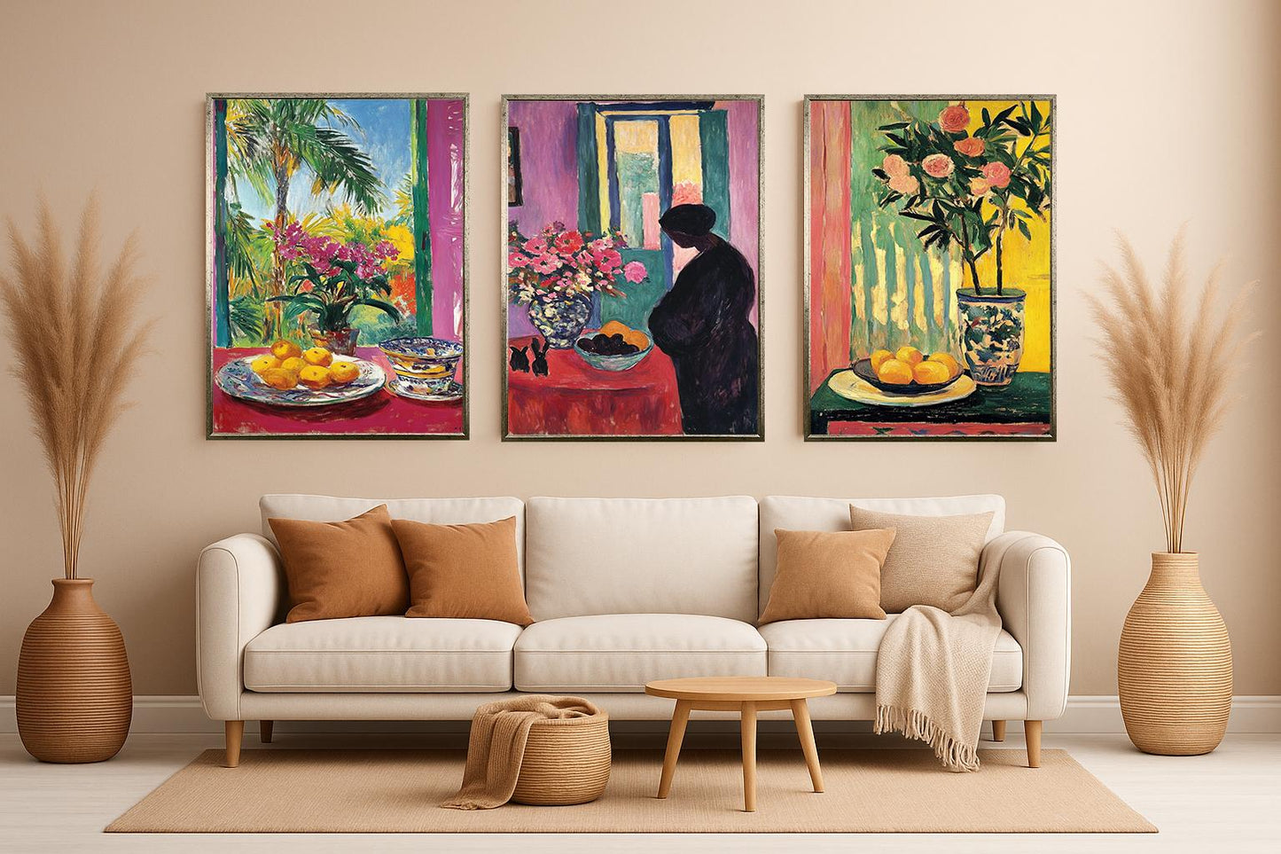 Vibrant Still Life Print Set: Tropical Flower & Fruit Art
