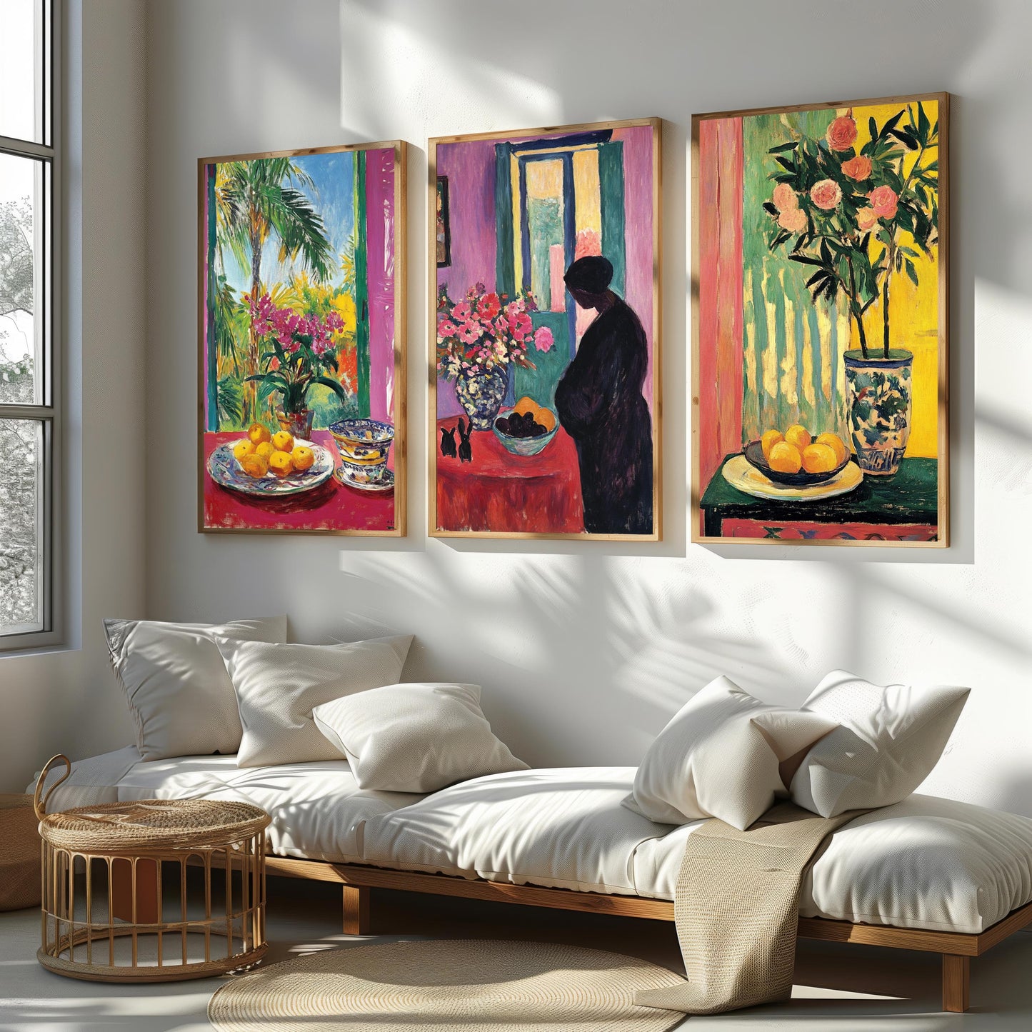 Vibrant Still Life Print Set: Tropical Flower & Fruit Art