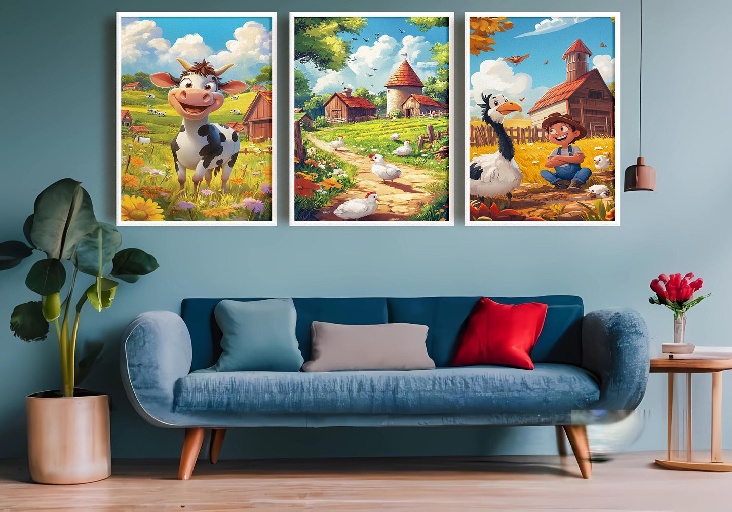 Farm Animal Nursery Art Prints: Whimsical Countryside Decor, Set of 3