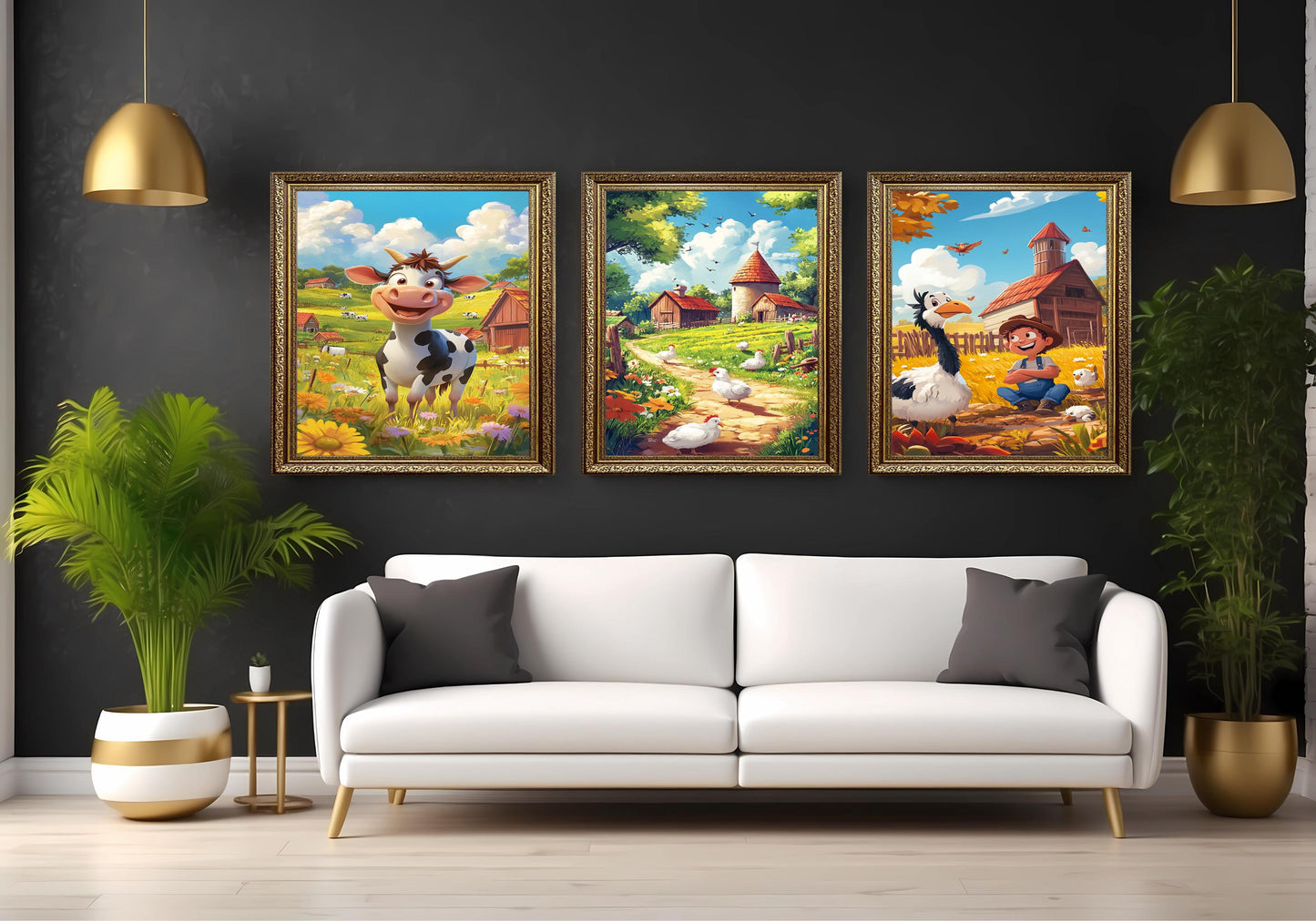 Farm Animal Nursery Art Prints: Whimsical Countryside Decor, Set of 3