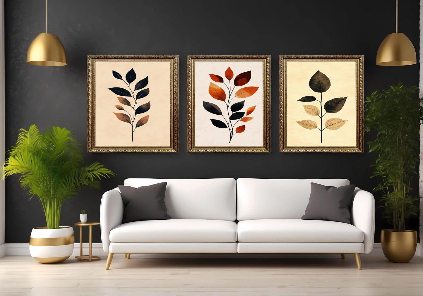 Minimalist Leaf Art Prints - Warm Earth Tone Botanical Wall Decor