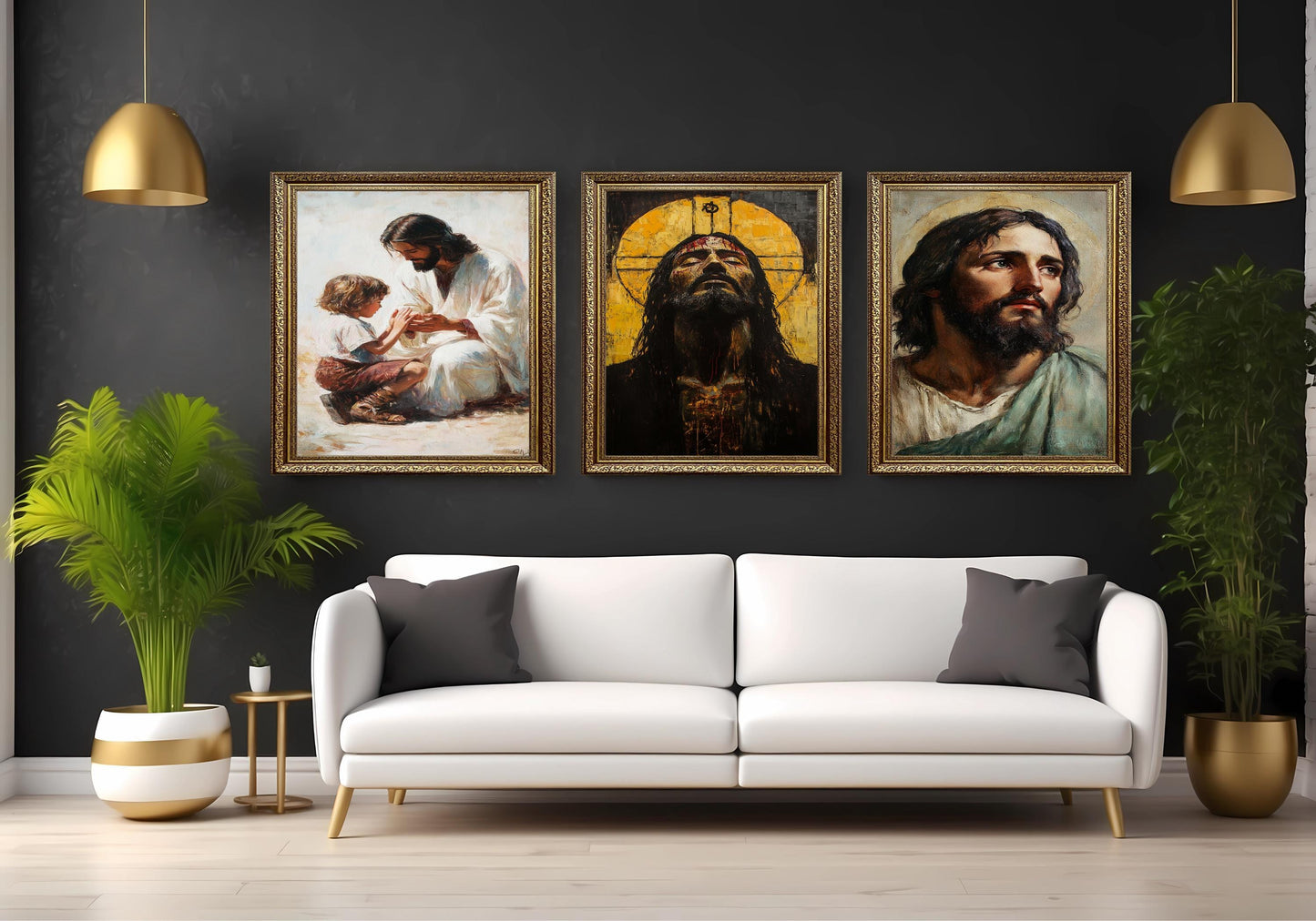 Jesus Christ Canvas Art Set: Passion, Portrait, Children Scene