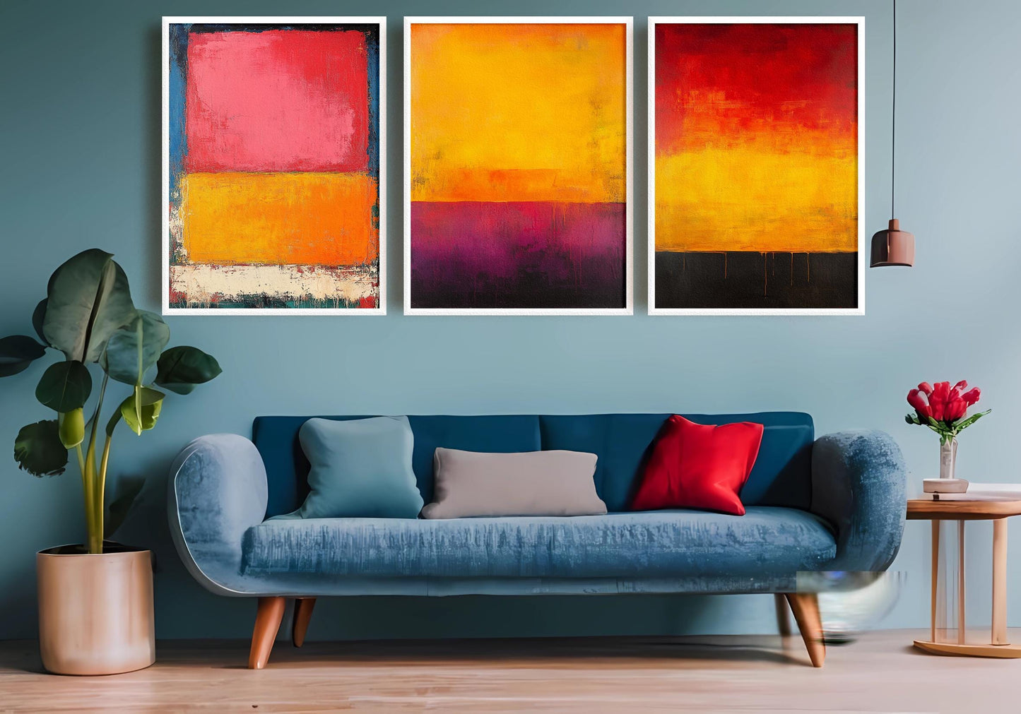 Abstract Color Block Canvas Set: Modern Minimalist Wall Art