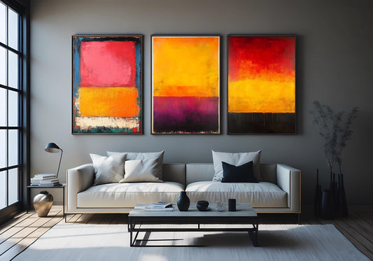 Abstract Color Block Canvas Set: Modern Minimalist Wall Art