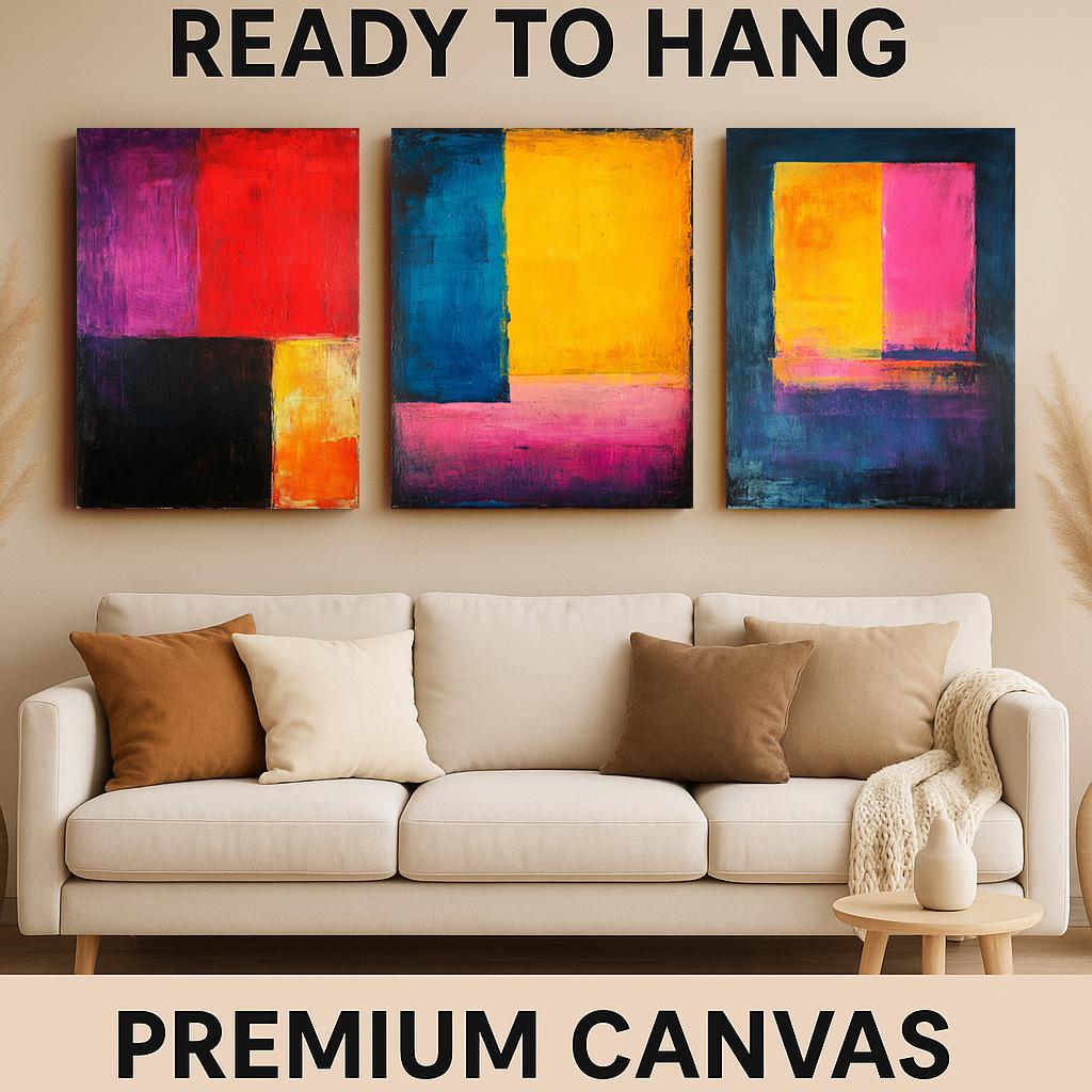 Abstract Color Block Canvas Print Set: Modern Bold Wall Art