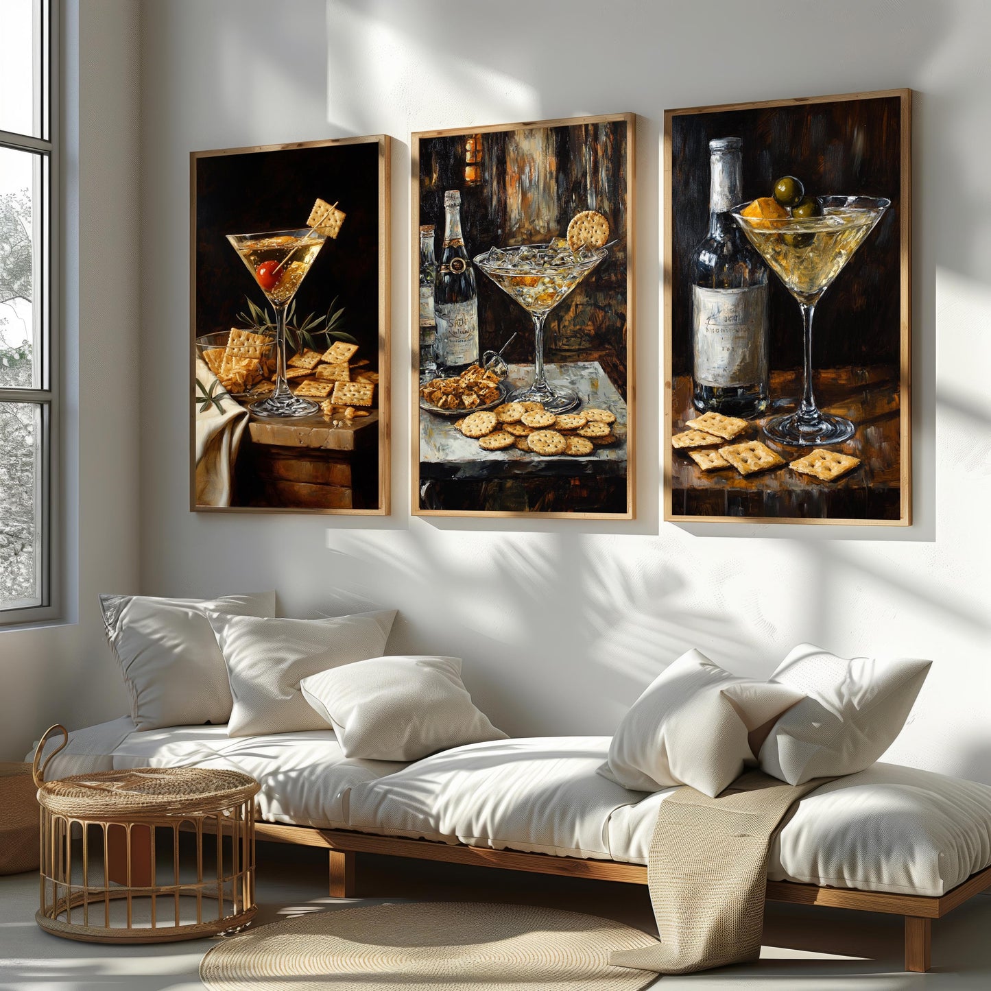 Martini & Wine Still Life Art Prints - Bar Decor - 3 Piece Set