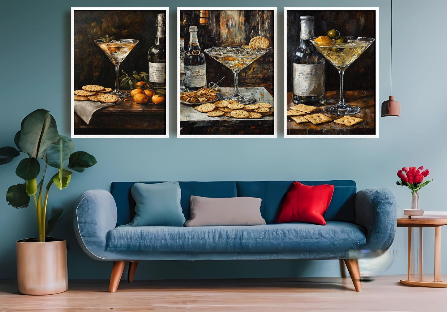 Cocktail & Snack Still Life Art Prints - Luxury Bar Decor, Set of 3