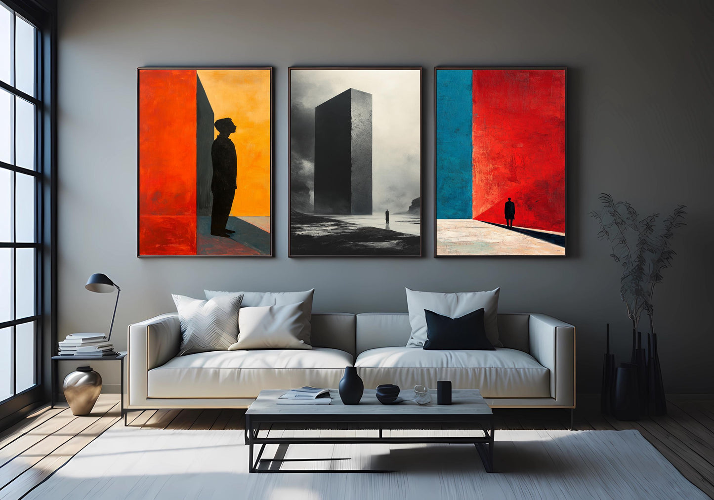 Surrealist Monolith Print Set: Minimalist Color Block Wall Art