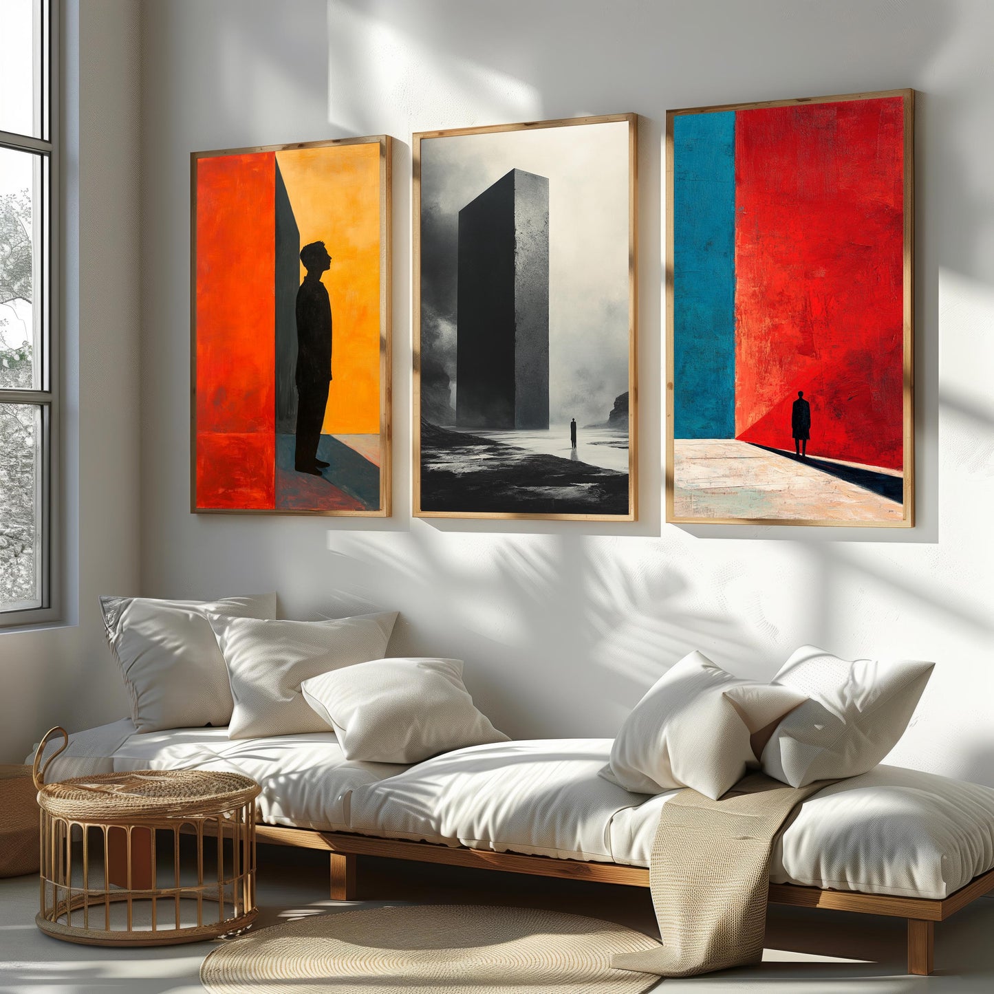 Surrealist Monolith Print Set: Minimalist Color Block Wall Art