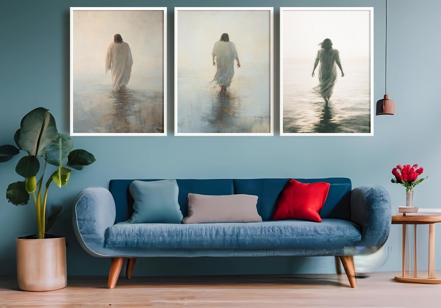 Jesus Walking on Water Canvas Print Set: Christian Home Decor
