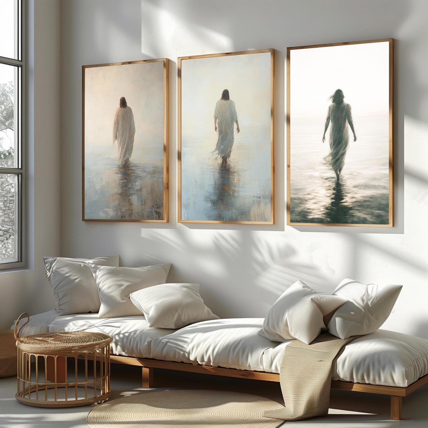 Jesus Walking on Water Canvas Print Set: Christian Home Decor