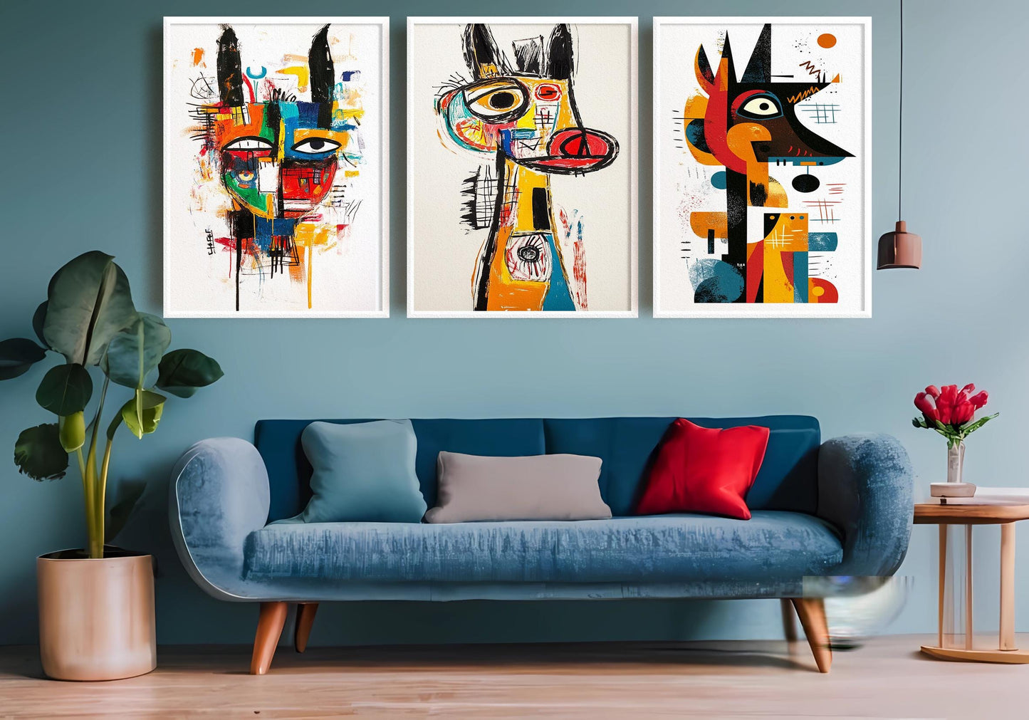Abstract Donkey Canvas Print Set: Cubist Graffiti Style Wall Art