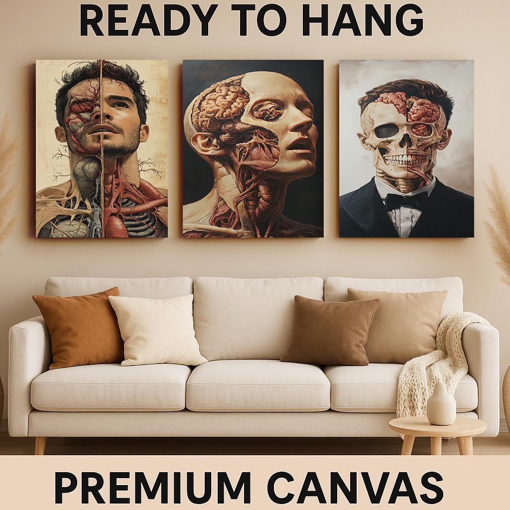 Anatomical Art Prints: Skeleton, Brain & Muscle - Gothic Medical Decor