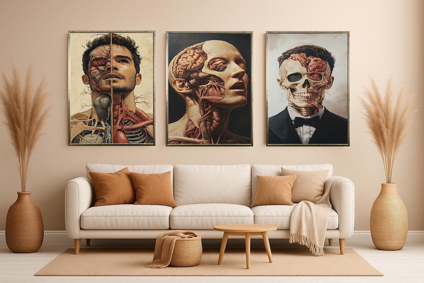 Anatomical Art Prints: Skeleton, Brain & Muscle - Gothic Medical Decor