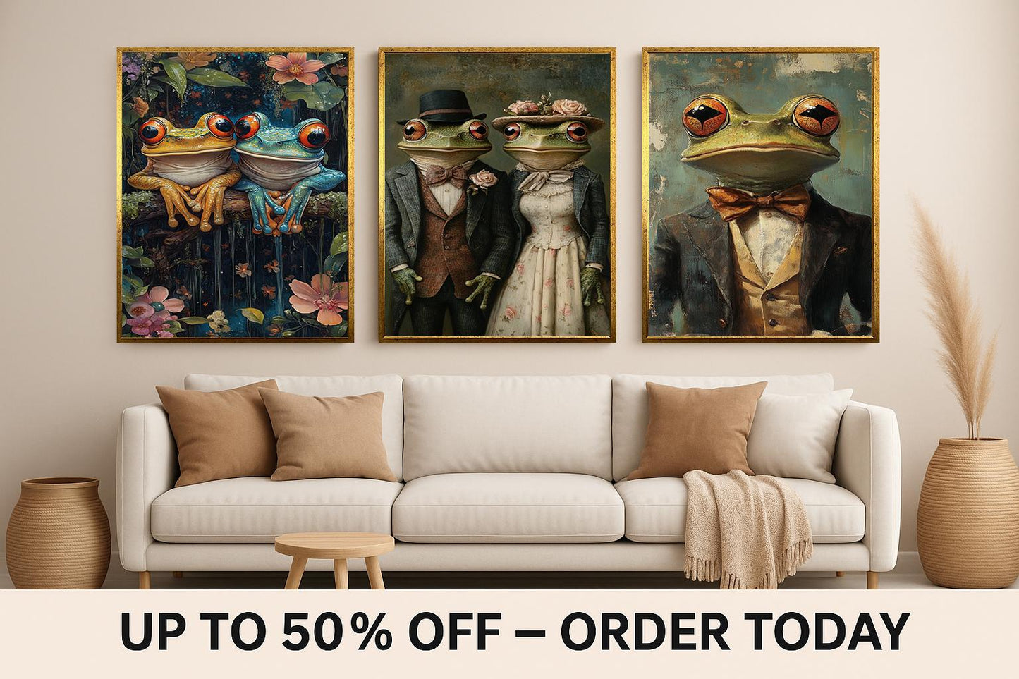 Victorian Frog Print Set: Dapper Animal Wall Art