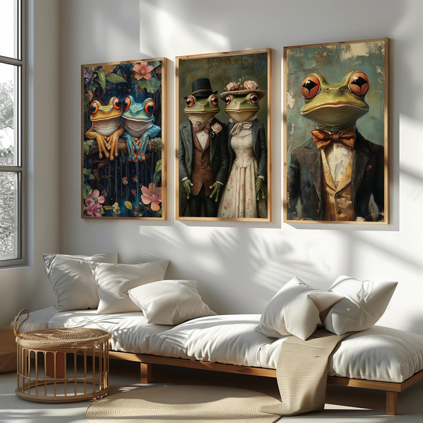 Victorian Frog Print Set: Dapper Animal Wall Art