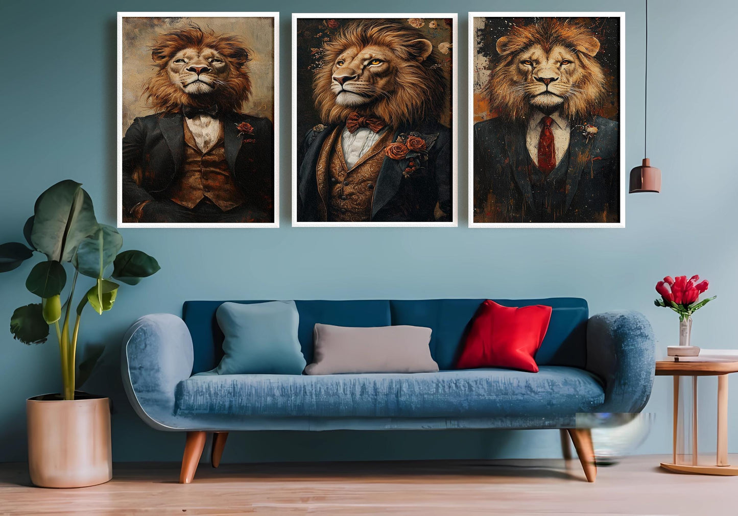 Regal Lion in Suit Canvas Print: Anthropomorphic Animal Art