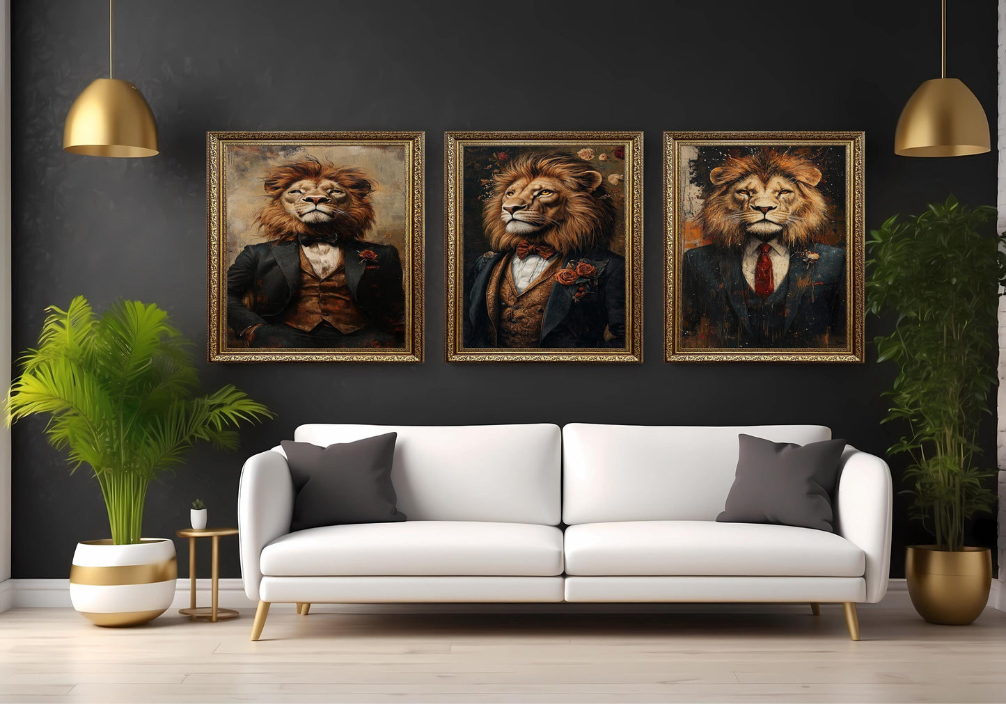 Regal Lion in Suit Canvas Print: Anthropomorphic Animal Art