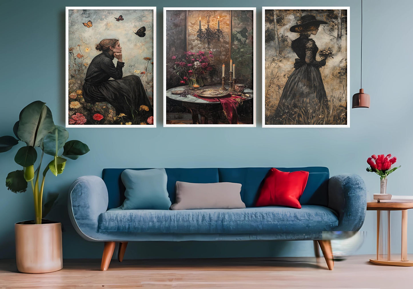 Dark Academia Art Set: Gothic Women, Candles & Florals
