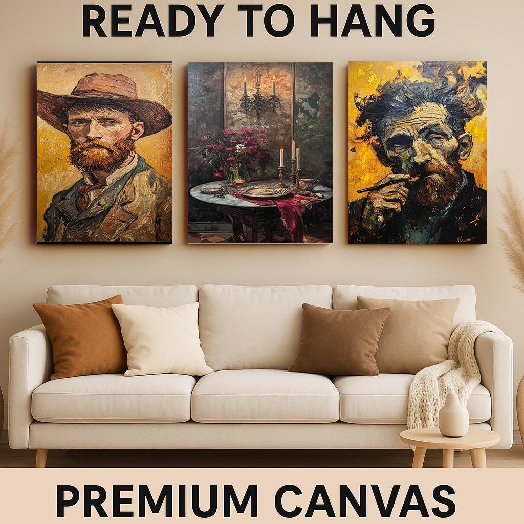 Van Gogh Art Prints Set: Starry Night, Portraits, Expressionist Wall Decor
