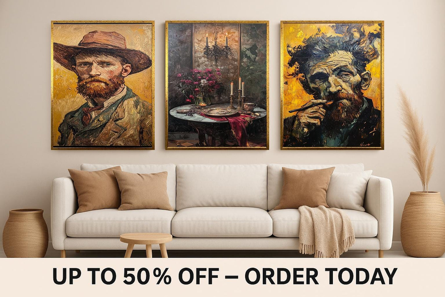 Van Gogh Art Prints Set: Starry Night, Portraits, Expressionist Wall Decor