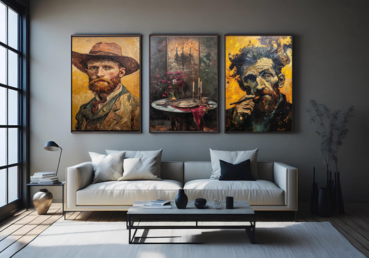 Van Gogh Art Prints Set: Starry Night, Portraits, Expressionist Wall Decor