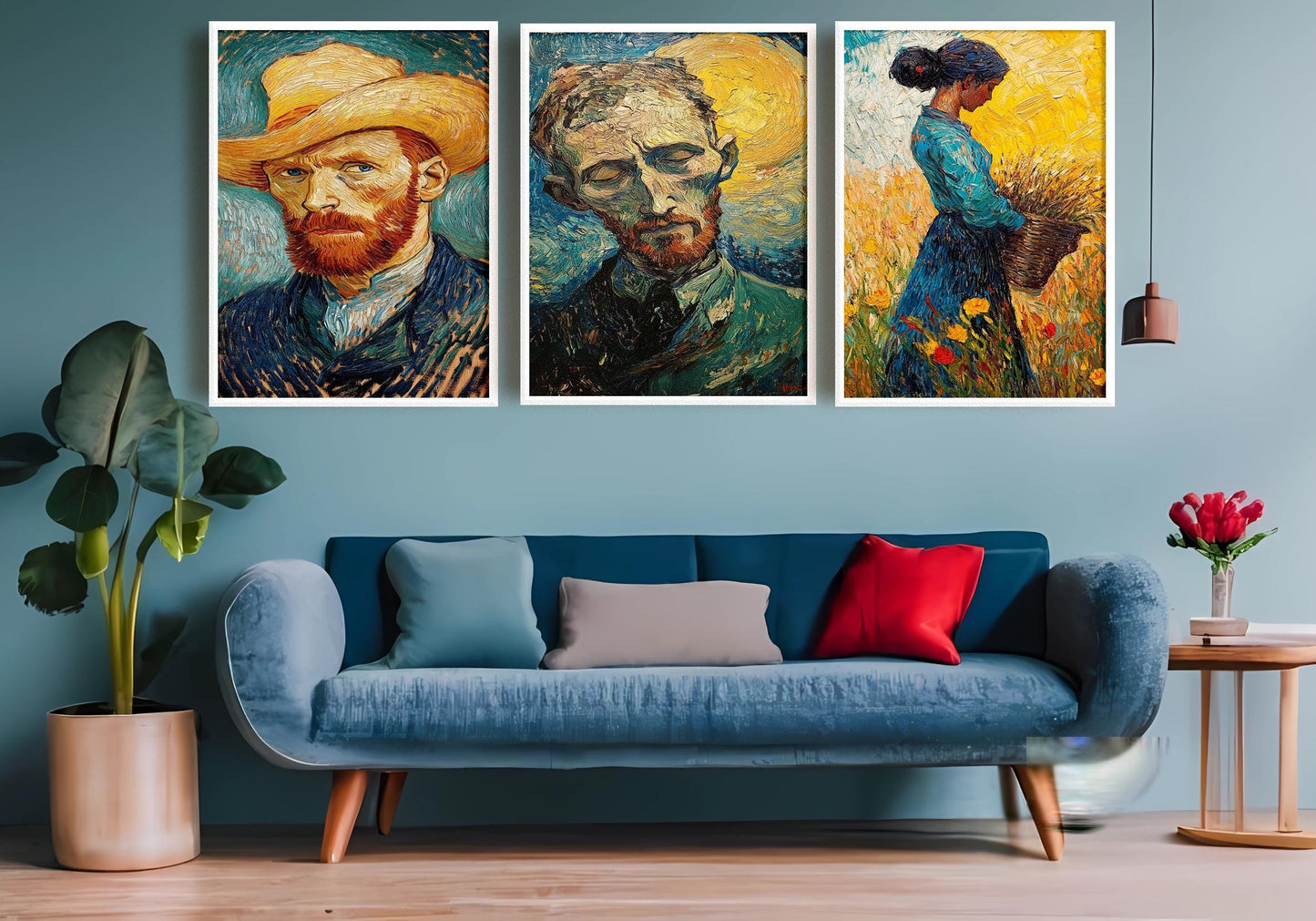 Van Gogh Style Art Prints: Post-Impressionist Field & Portrait Set