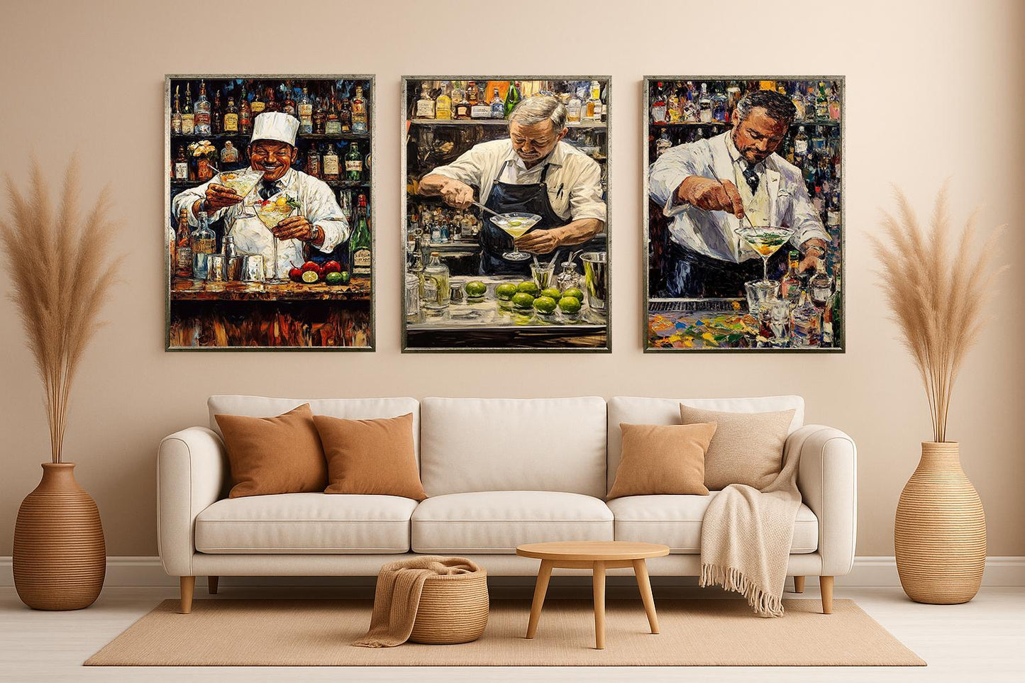 Martini Cocktail Print: Surreal Bartender Oil Painting Style Bar Art