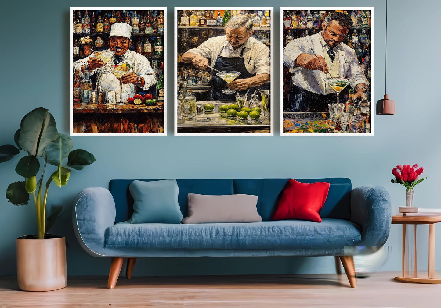 Martini Cocktail Print: Surreal Bartender Oil Painting Style Bar Art