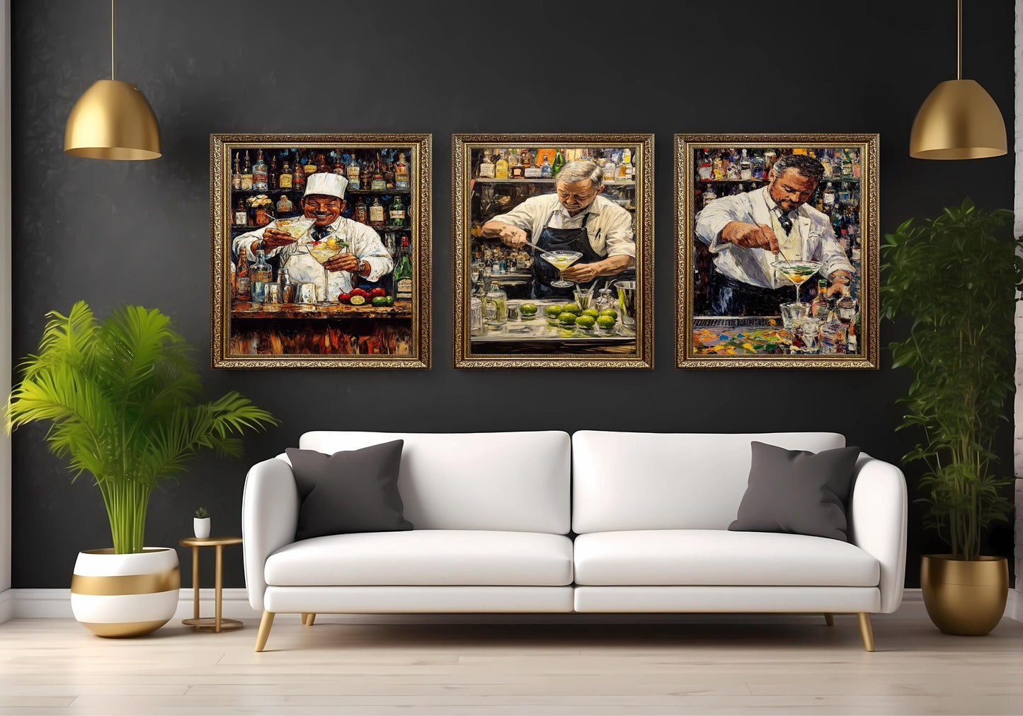 Martini Cocktail Print: Surreal Bartender Oil Painting Style Bar Art