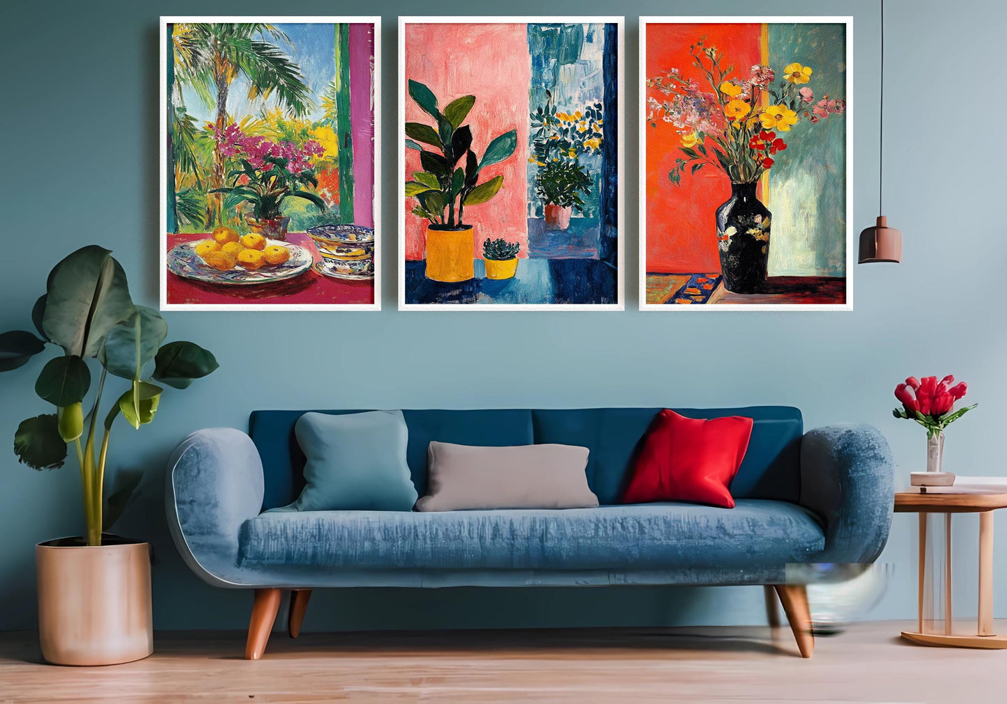 Botanical Wall Art Prints Set: Tropical Flowers, Abstract Leaves