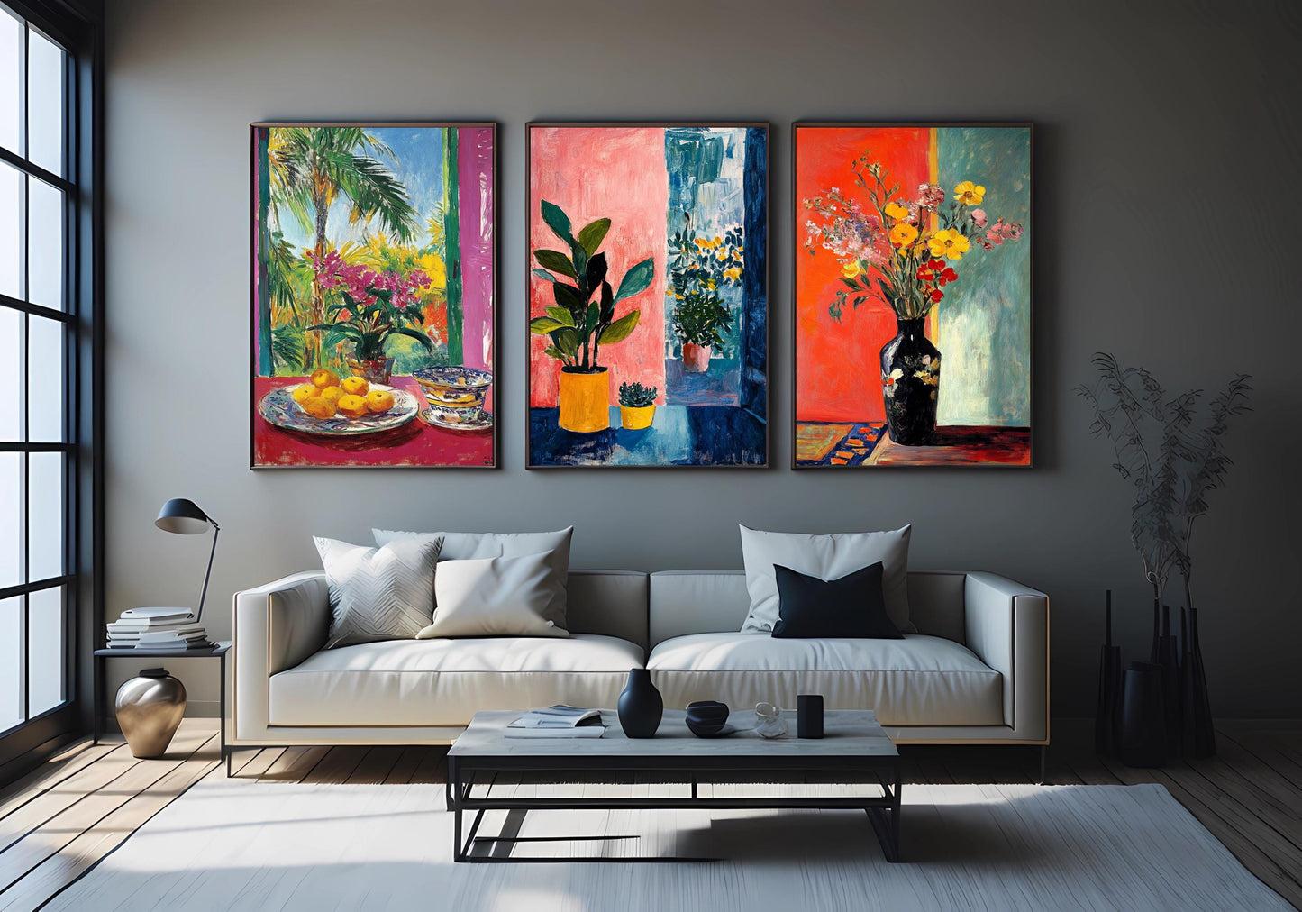 Botanical Wall Art Prints Set: Tropical Flowers, Abstract Leaves