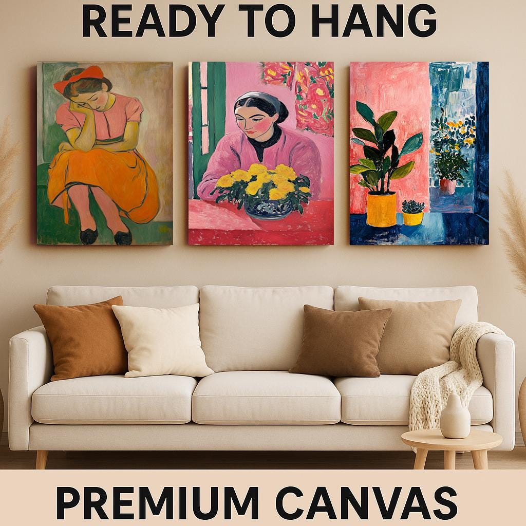 Vintage Portrait & Botanical Print Set: Elegant Feminine Wall Art