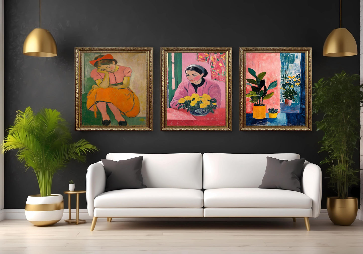 Vintage Portrait & Botanical Print Set: Elegant Feminine Wall Art