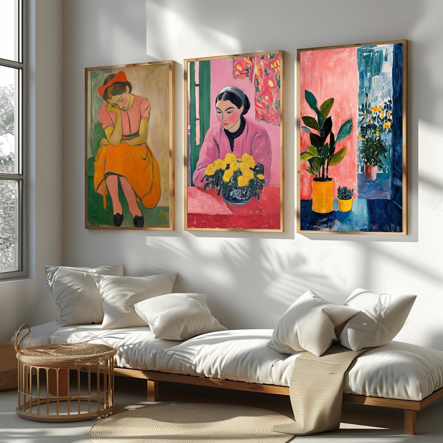 Vintage Portrait & Botanical Print Set: Elegant Feminine Wall Art