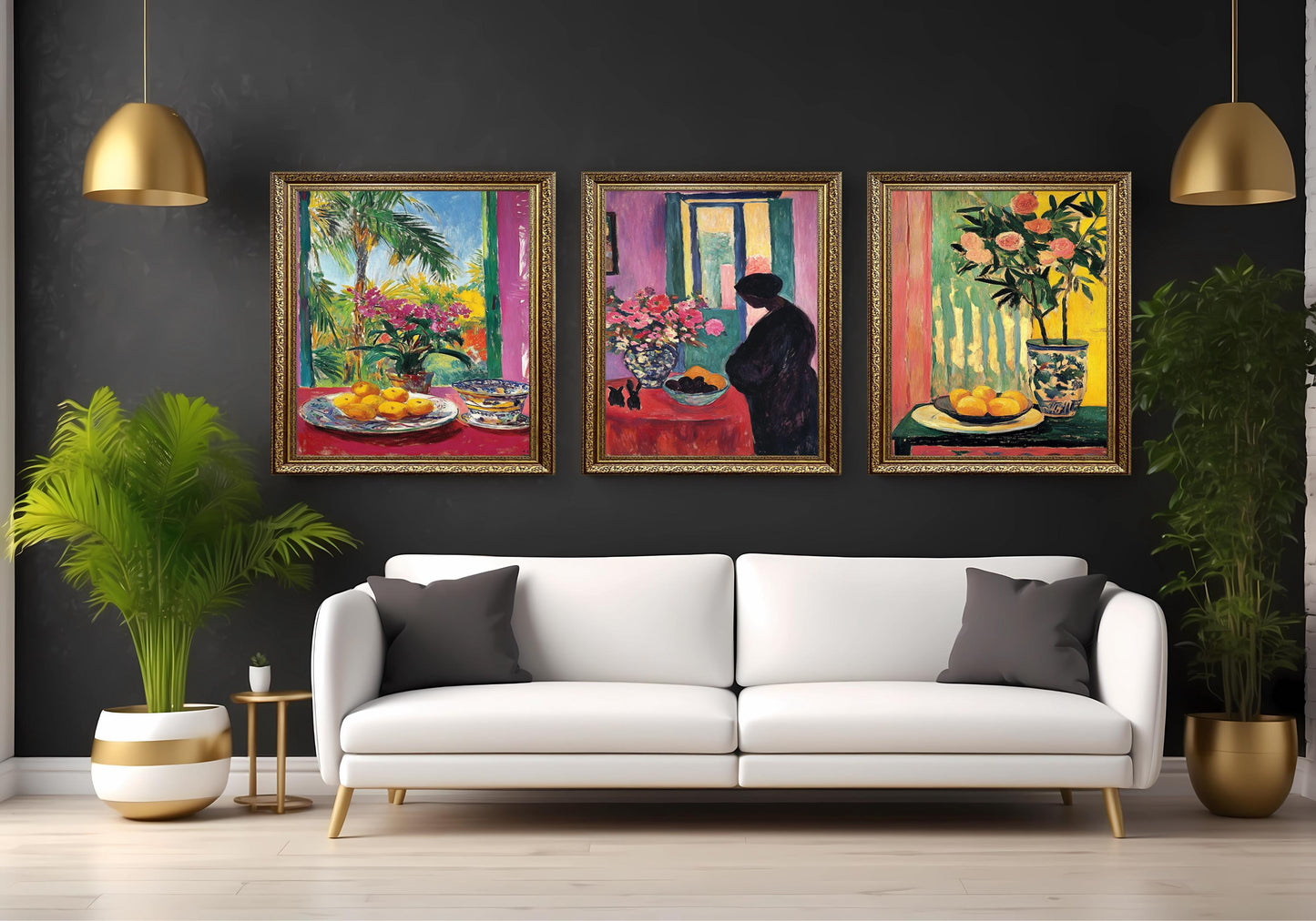 Vibrant Still Life Print Set: Tropical Flower & Fruit Art