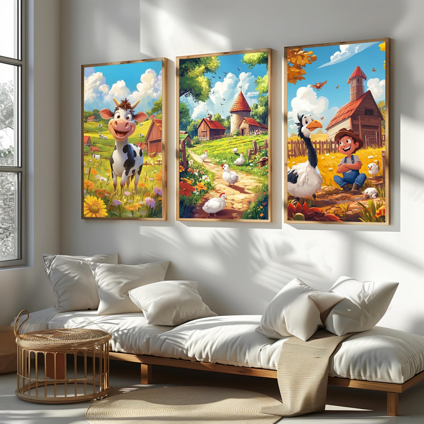 Farm Animal Nursery Art Prints: Whimsical Countryside Decor, Set of 3