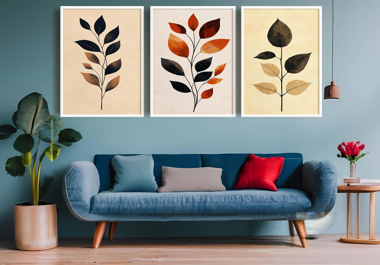 Minimalist Leaf Art Prints - Warm Earth Tone Botanical Wall Decor