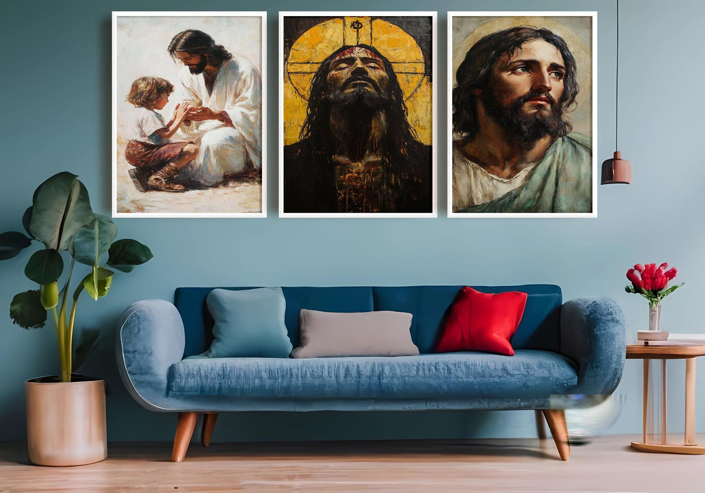 Jesus Christ Canvas Art Set: Passion, Portrait, Children Scene