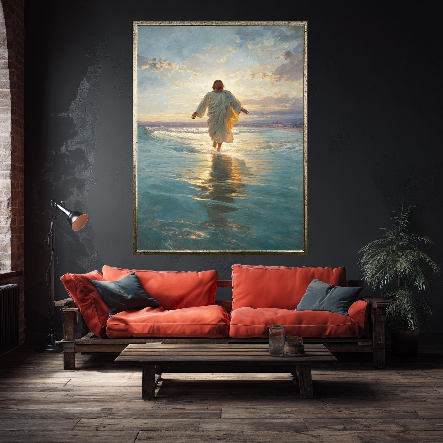 Jesus Walking on Water Canvas Art: Christian Scripture, Divine Savior