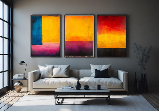 Abstract Color Field Canvas Print Set: Modern Geometric Wall Art