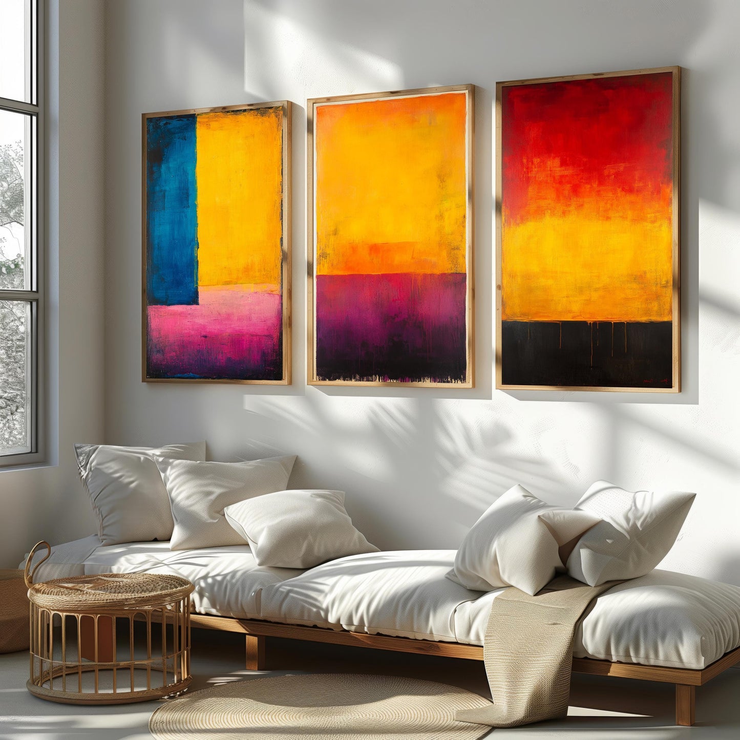Abstract Color Field Canvas Print Set: Modern Geometric Wall Art