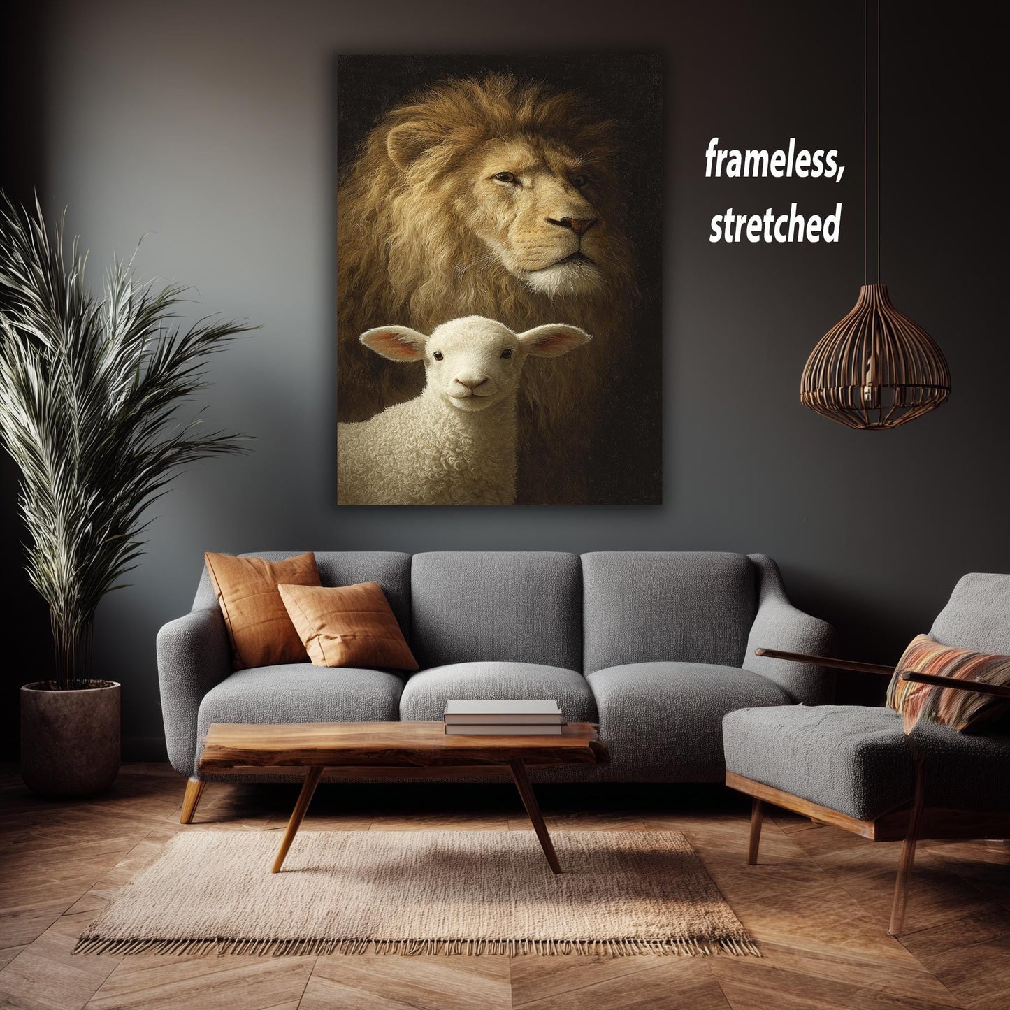 Lion and Lamb Canvas Print: Symbolic Spiritual Art