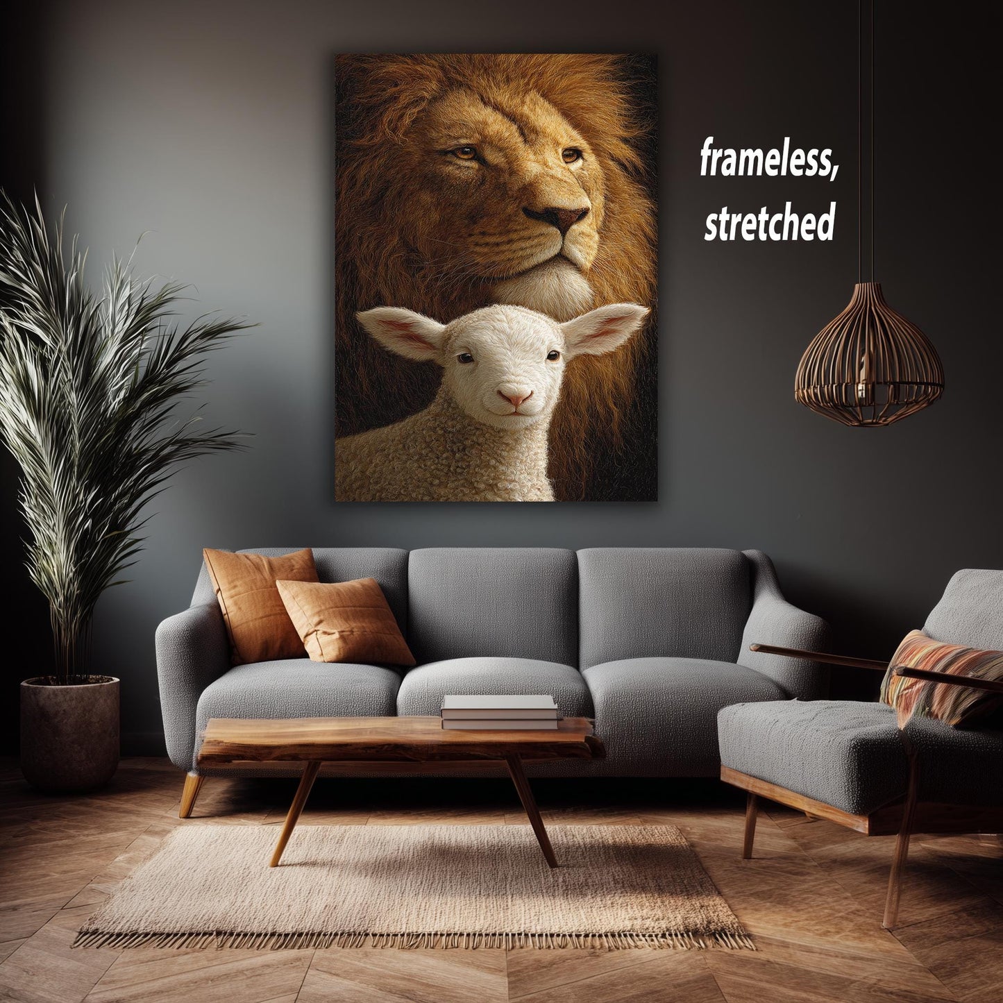 Lion and Lamb Canvas Print: Symbolic Peace Portrait, Home Decor