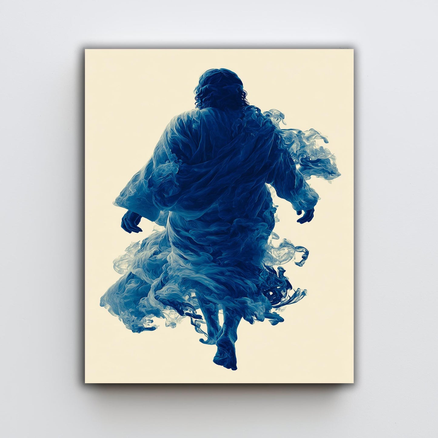 Surreal Blue Jesus Canvas Print: Abstract Christian Wall Art