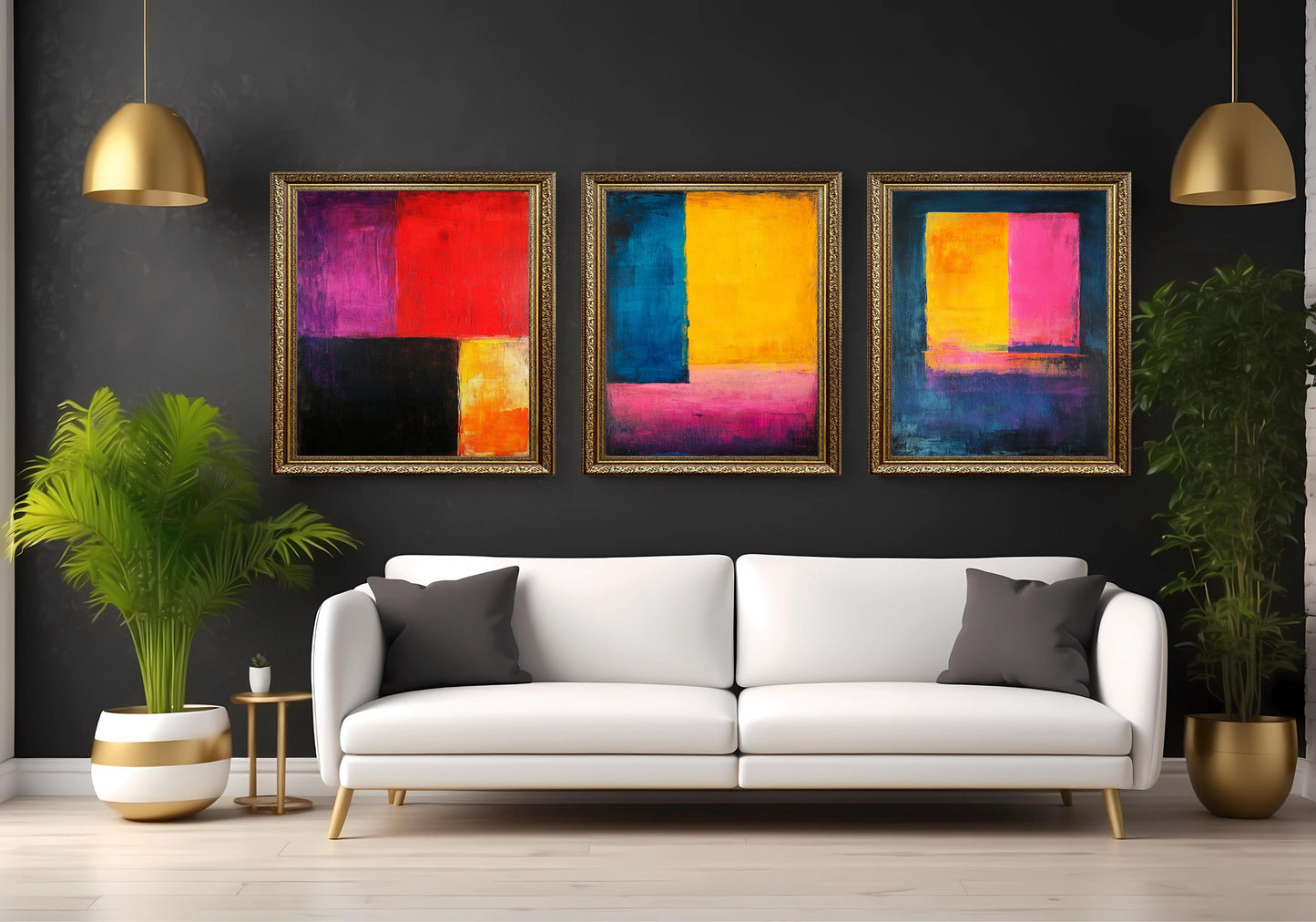 Abstract Color Block Canvas Print Set: Modern Bold Wall Art